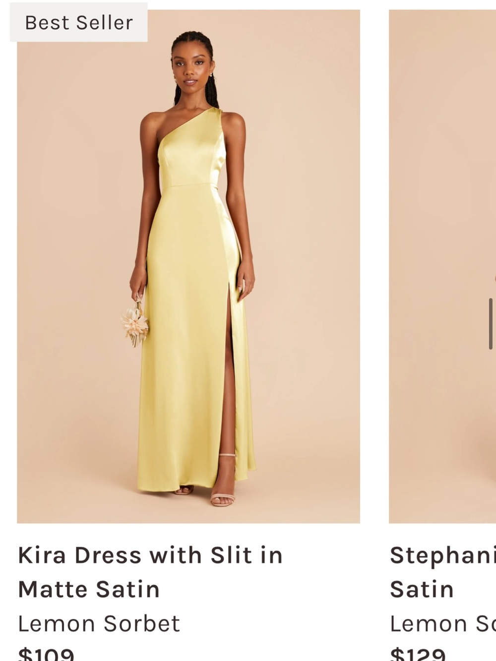 Birdy Grey Kira One-Shoulder Dress in Lemon sorbet size Large brides maid